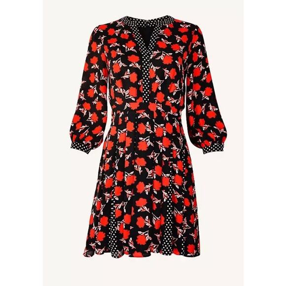 Ann Taylor Black and Red Floral Mini Dress - Picture 2 of 11